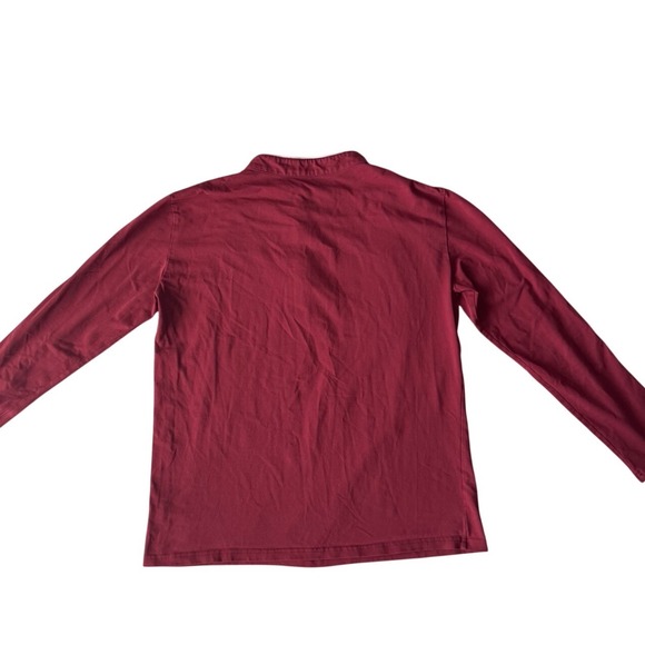 KUYIGO Mens Mandarin Collar Long Sleeve Casual Slim Fit Polo T Shirt Red - Picture 4 of 7